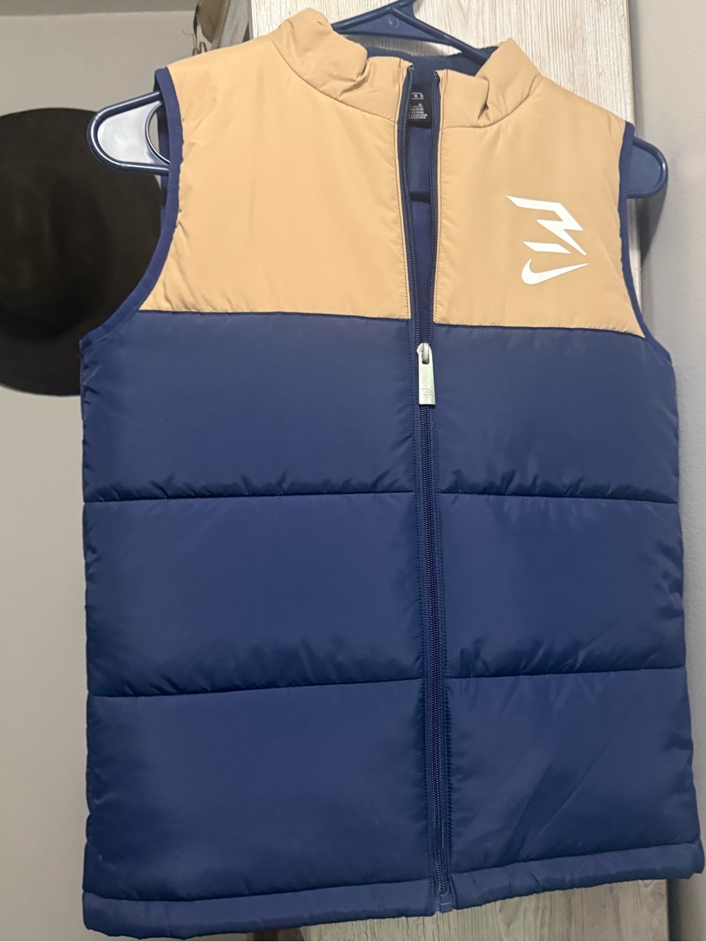 Nike Kids Navy & Tan Two-Tone Puffer Vest
